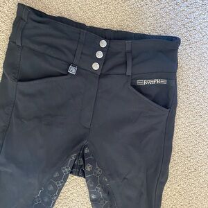 Romfh Isabella full seat black high waist 3 button riding breeches.